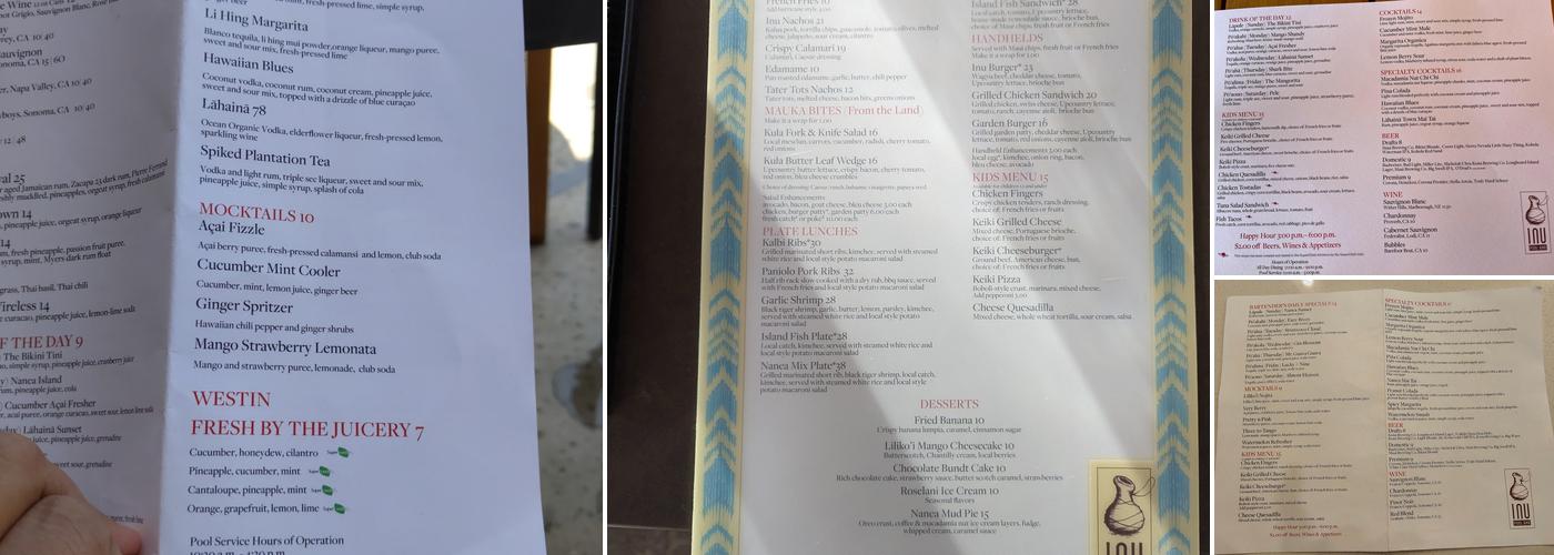Inu Pool Bar Menu