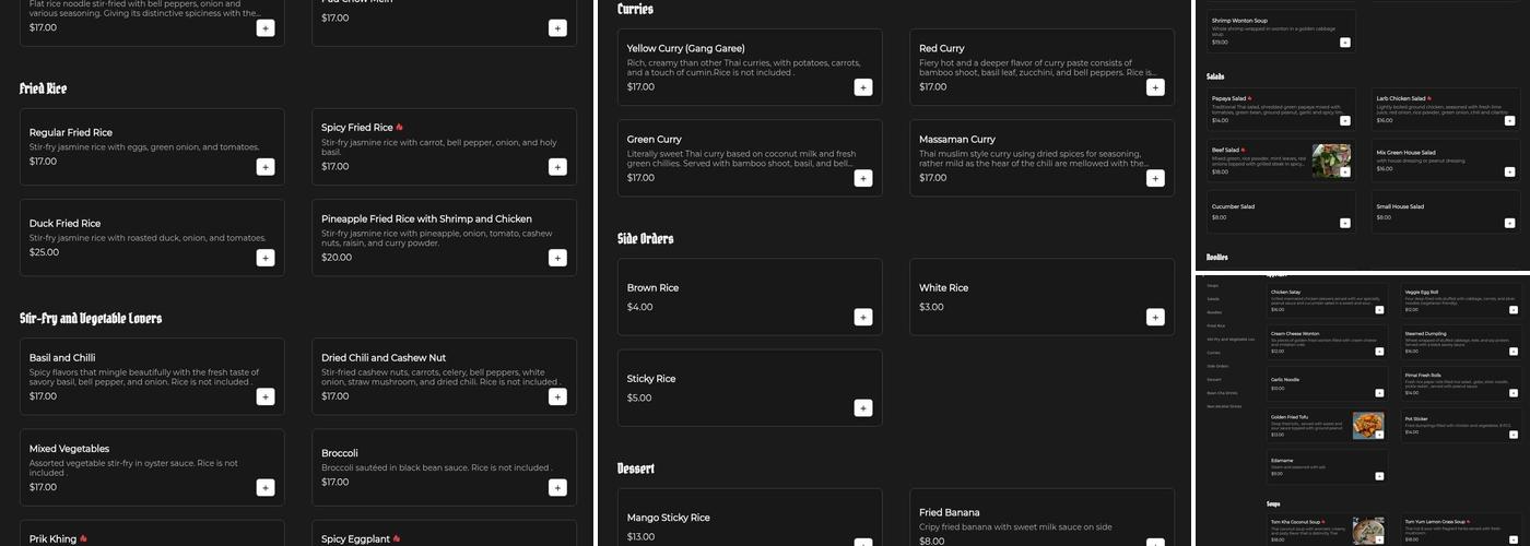 Pimai Restaurant Menu