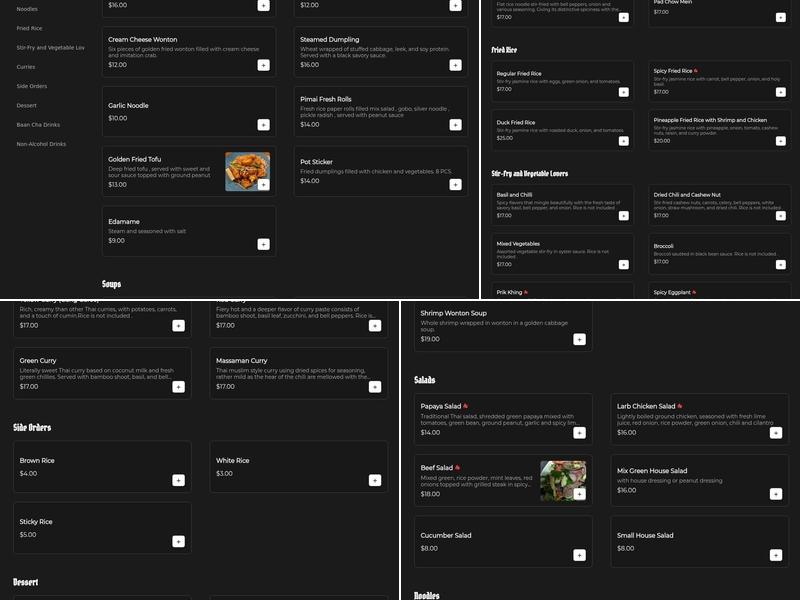 Pimai Restaurant Menu