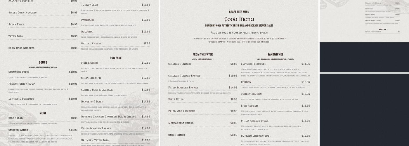 Fletcher's Irish Pub Menu