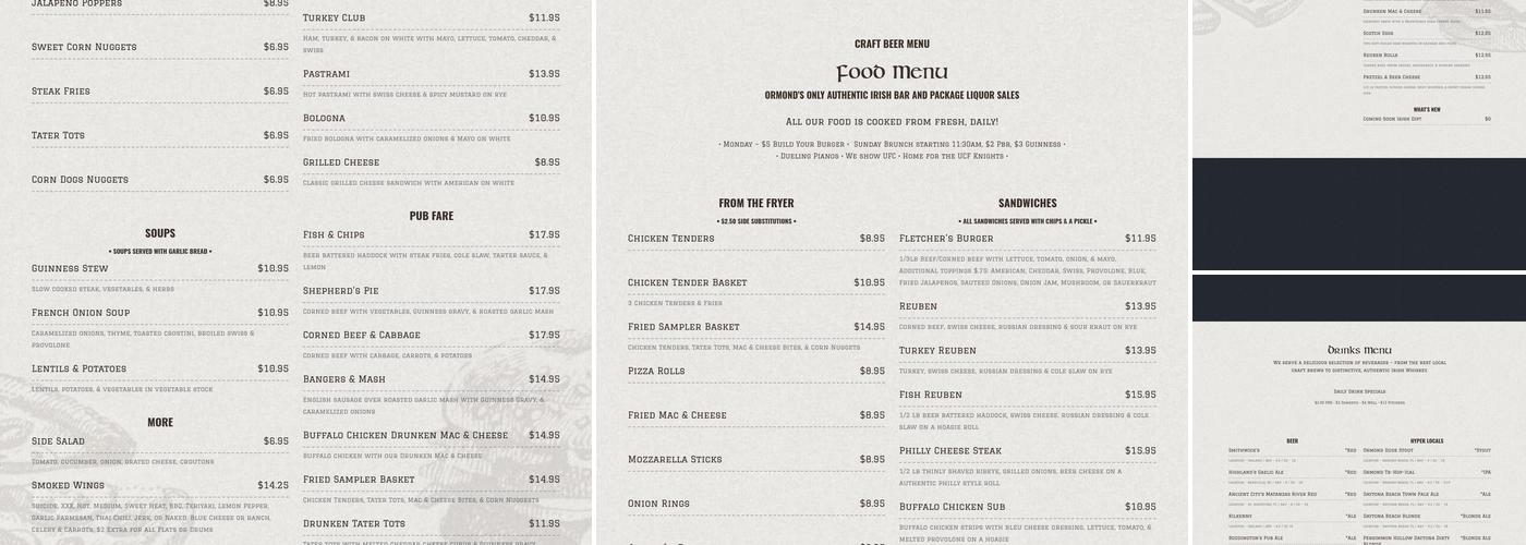 Fletcher's Irish Pub Menu