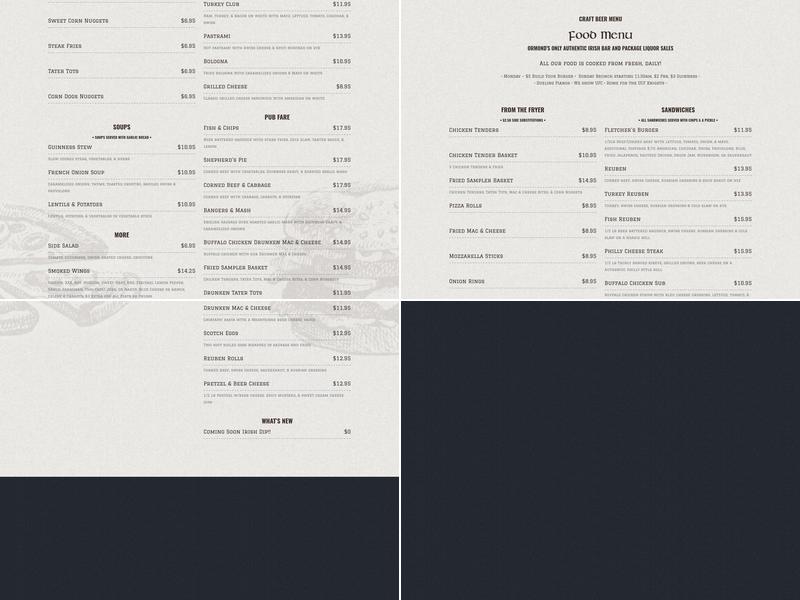 Fletcher's Irish Pub Menu