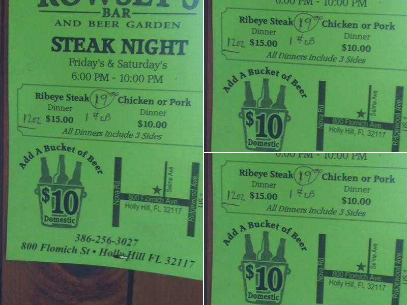 Rowsey's Pub Menu