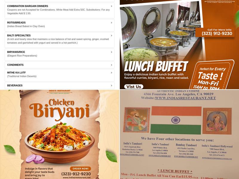 India's Restaurant Menu