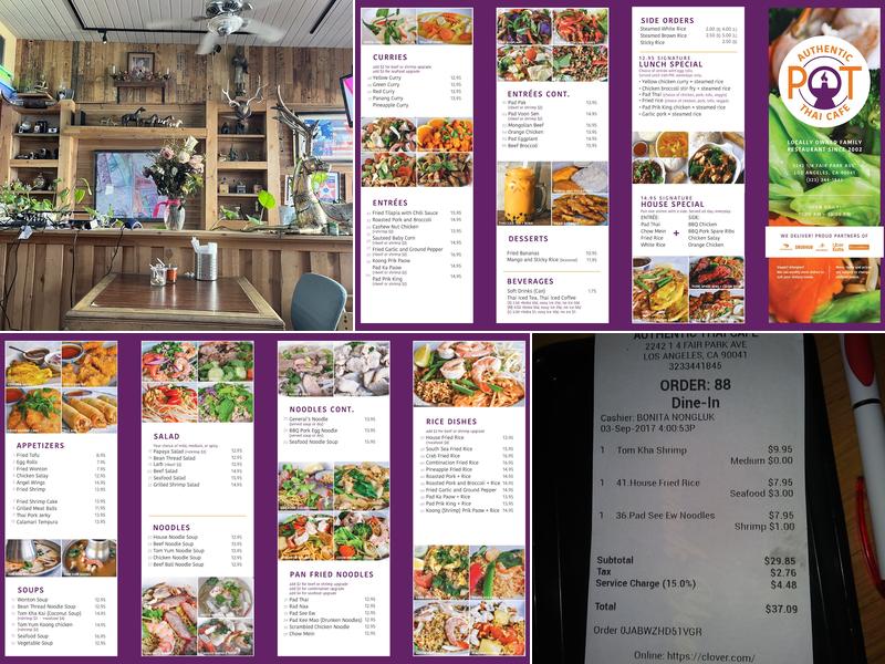Pot Thai Cafe Menu