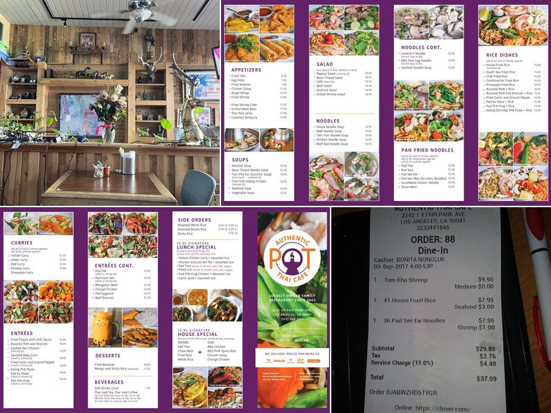 Pot Thai Cafe Menu