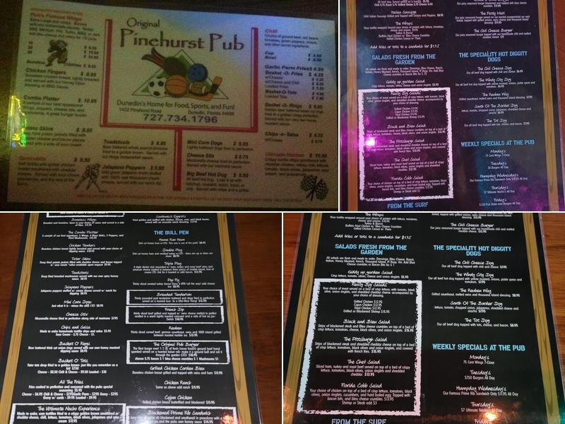 Original Pinehurst Pub Menu