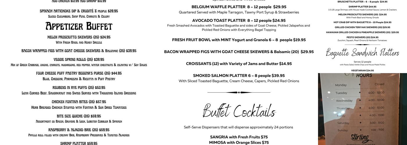 Stirling Wine Menu