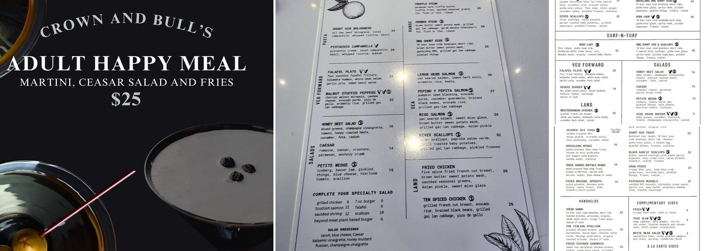 Crown and Bull Menu
