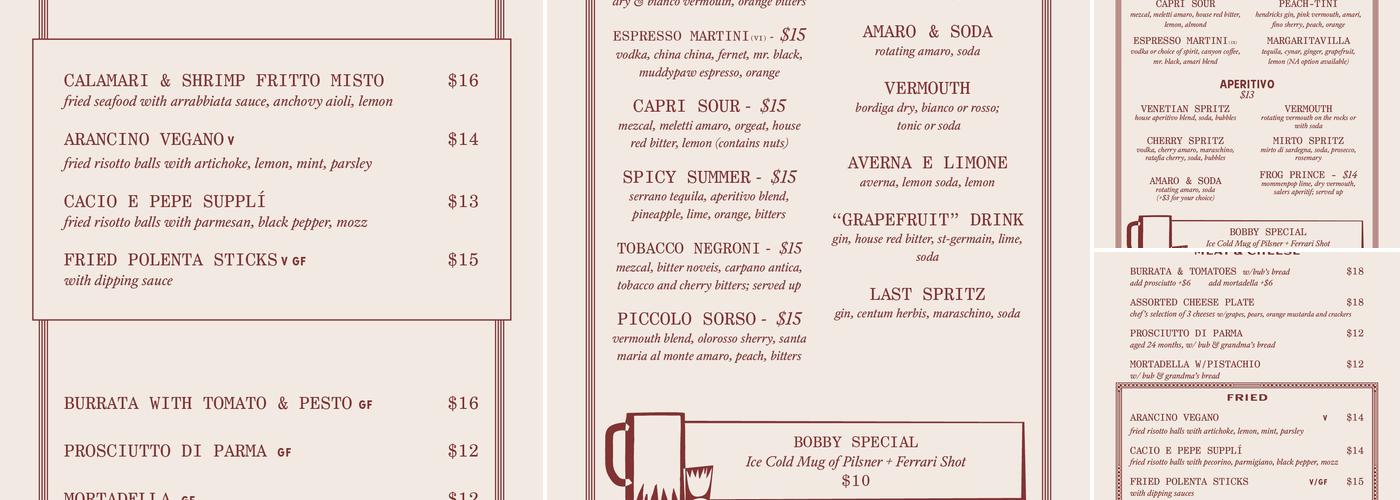 The Capri Italian Restaurant Menu