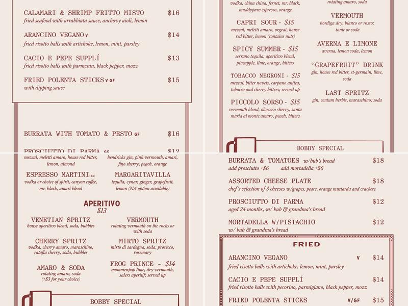 The Capri Italian Restaurant Menu