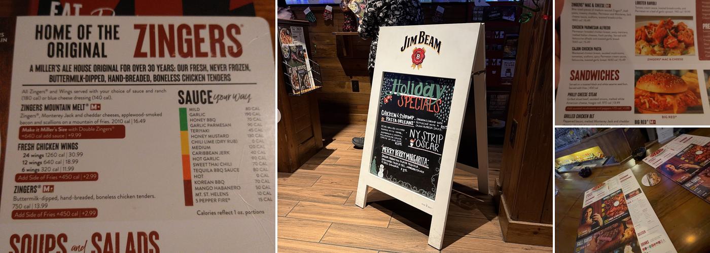 Miller's Ale House Menu