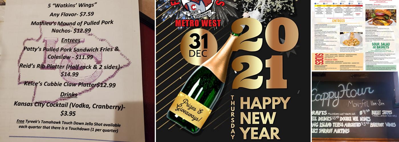 Friendly Confines Metro West Menu