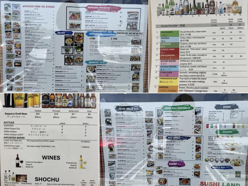 Sushi Land Menu