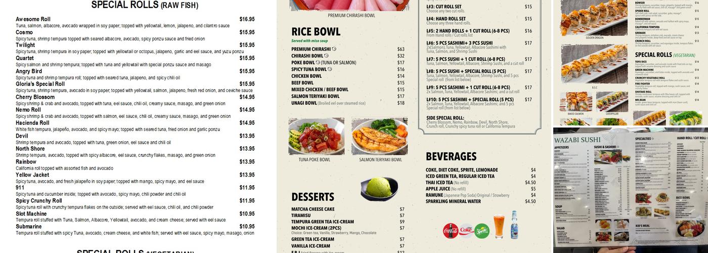 Wazabi Sushi Menu