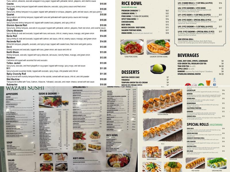 Wazabi Sushi Menu