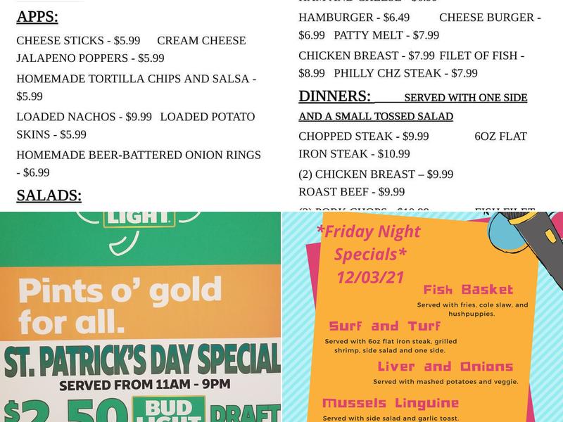 High Seas Lounge Menu