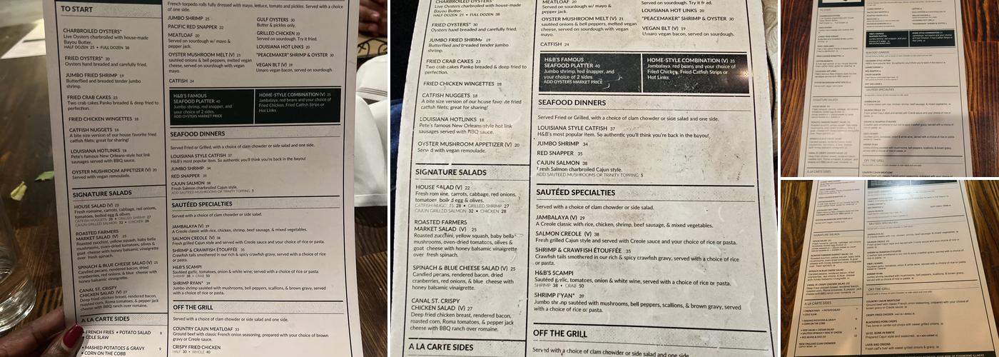 Harold & Belle's Menu