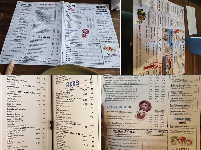 King's Fish House Menu