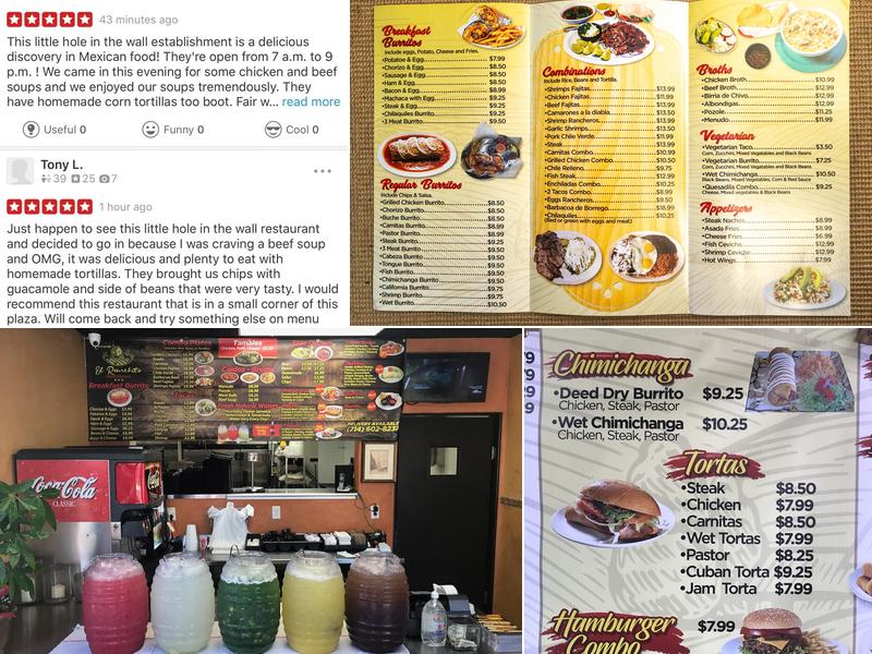 Cocina El Ranchito Mexican Food Menu