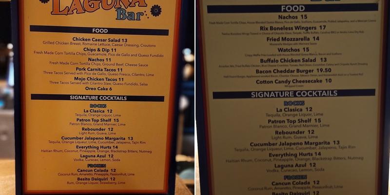 Laguna Bar Menu
