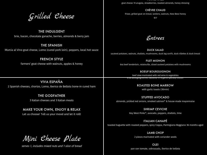 VIV Wine Bistro Menu