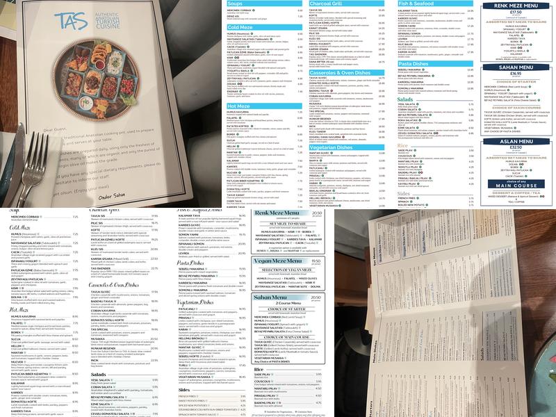 Tas Restaurant The Cut Menu