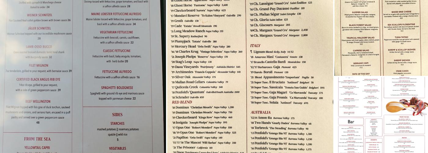 Martin's Menu