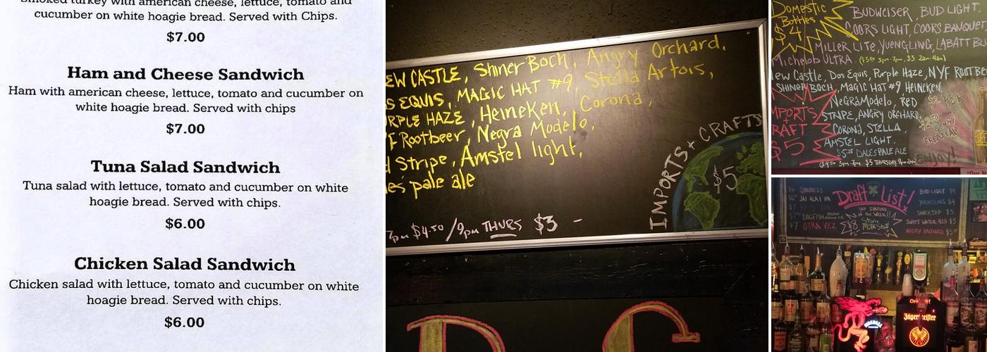 Coaster's Menu