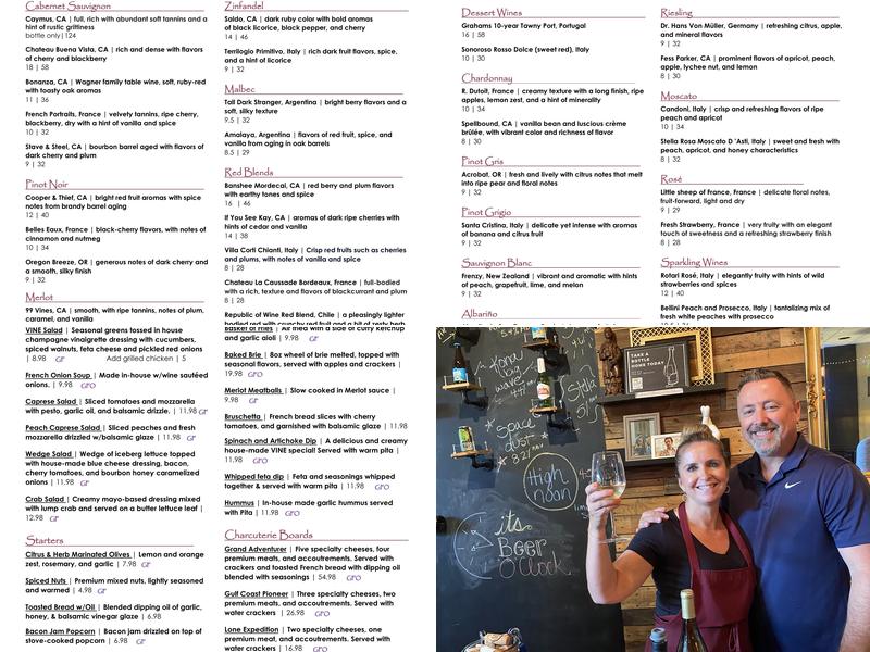 The Vine Wine Bar, Bistro & Shoppe Menu