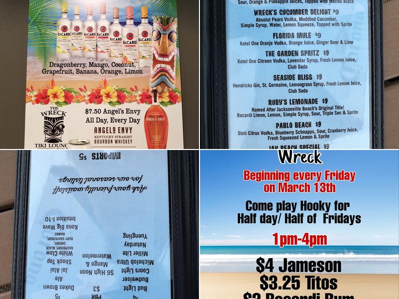 The Wreck Tiki Lounge Menu