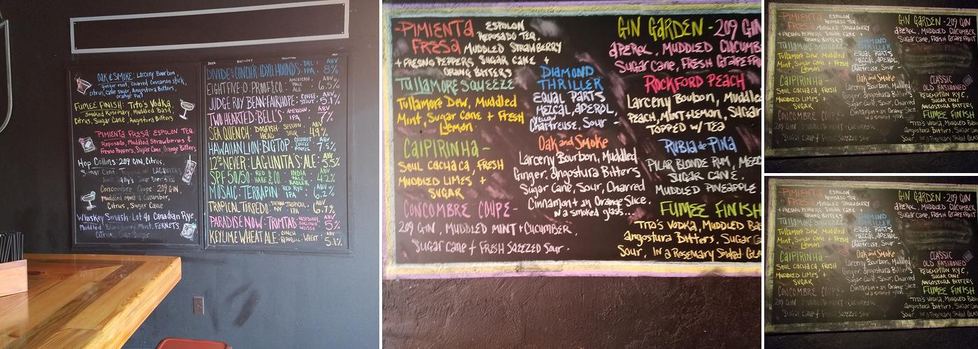 The Bevador Room Menu