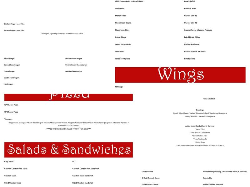 Shalimar Cheers Pub Menu