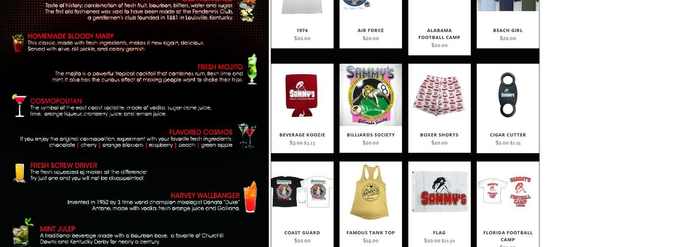 Sammy's on the Island Menu