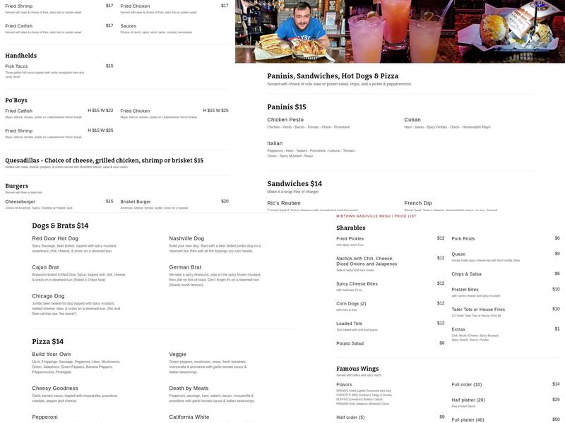 The Red Door Saloon Destin Menu