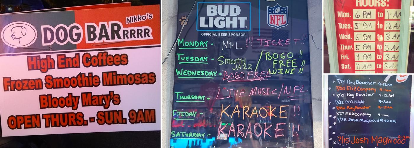 Nikko's Dog and Sports Bar Menu