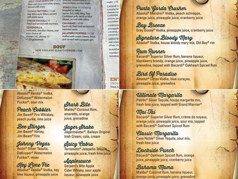 Harpoon Harry's Menu