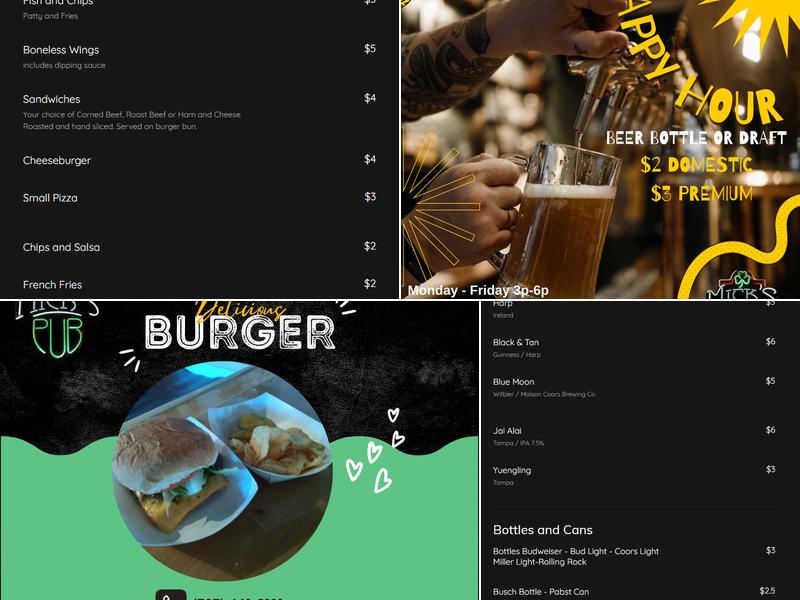 MICK'S PUB Menu