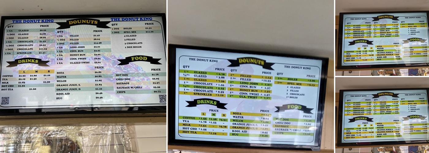 The Donut King, LLC Menu