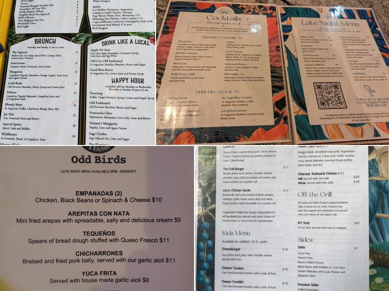Odd Birds Cocktail Lounge and Kitchen Menu