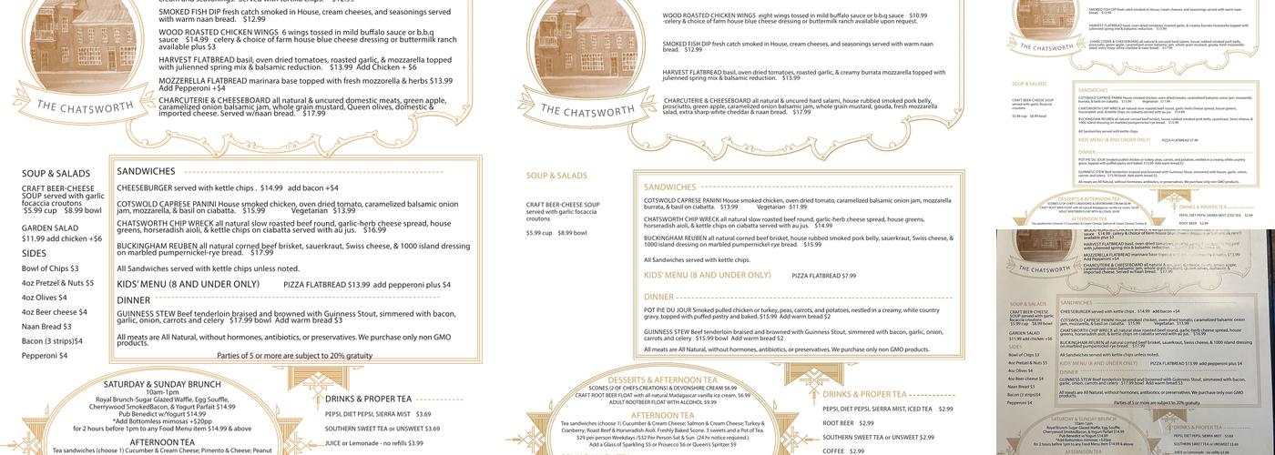 The Chatsworth Pub and Tea Room Menu
