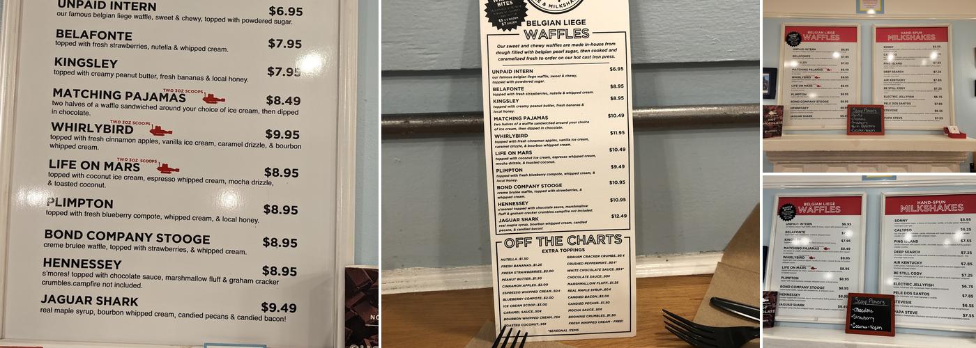 Cousteau's Waffle and Milkshake Bar Menu