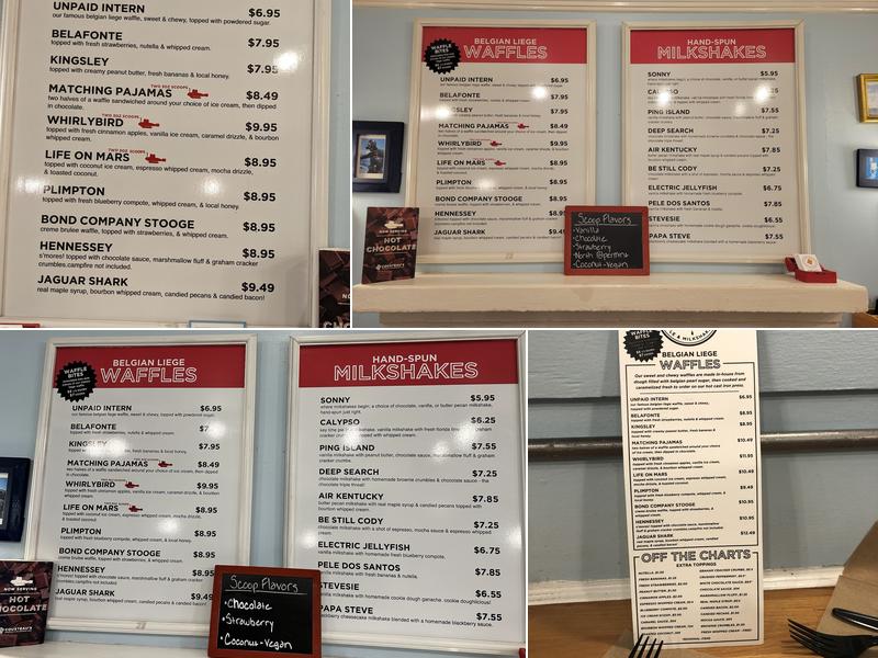 Cousteau's Waffle and Milkshake Bar Menu