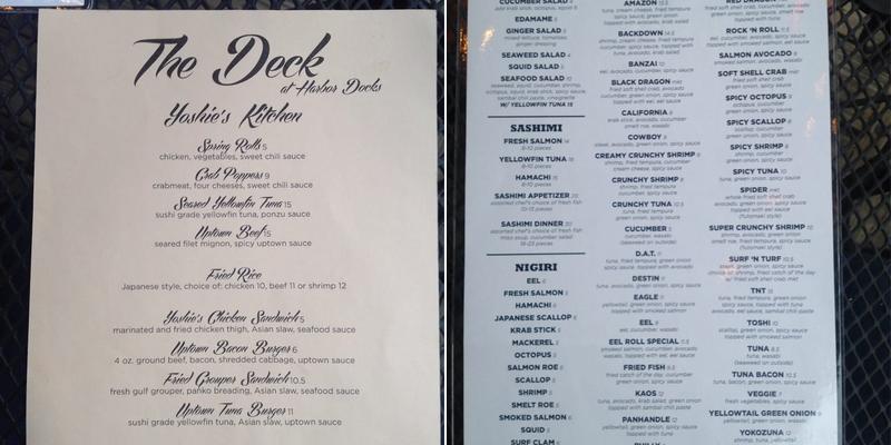 The Upper Deck Menu