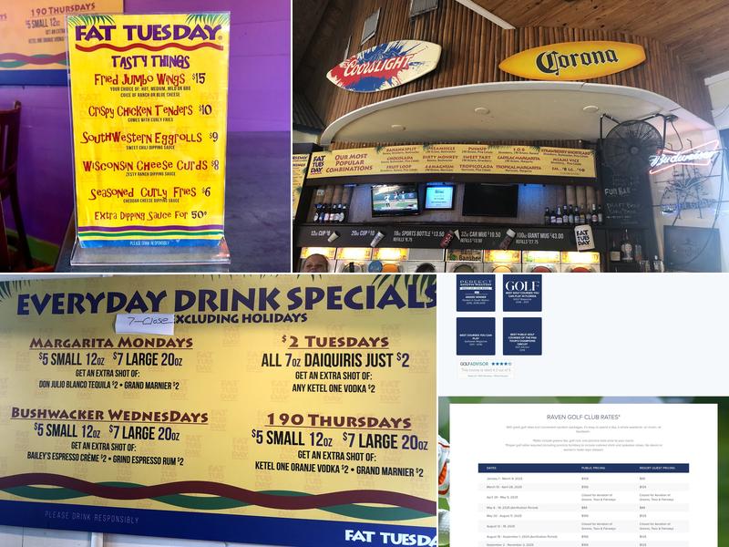 Fat Tuesday Village of Baytowne Wharf Menu