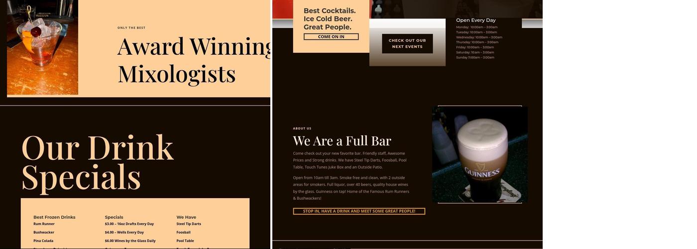 Swigwam Beach Bar Menu