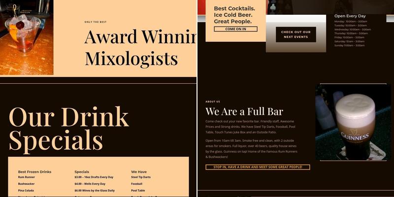 Swigwam Beach Bar Menu