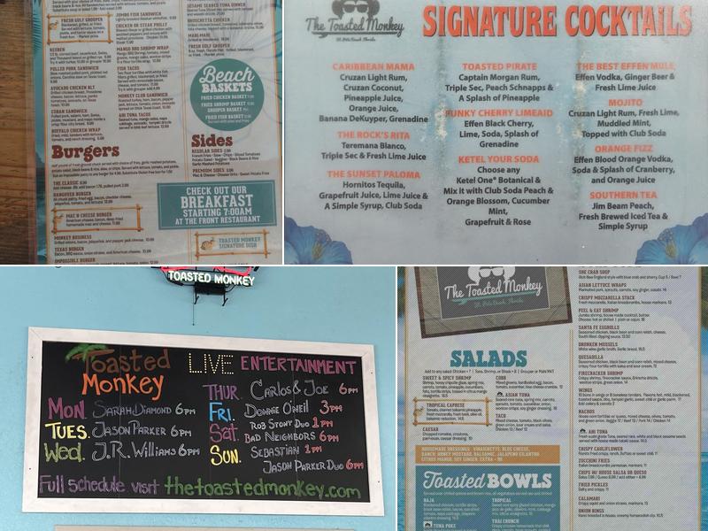 The Toasted Monkey Menu