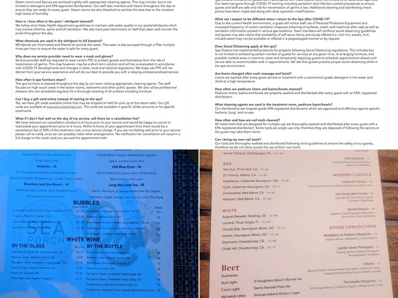 Rowe Bar Menu