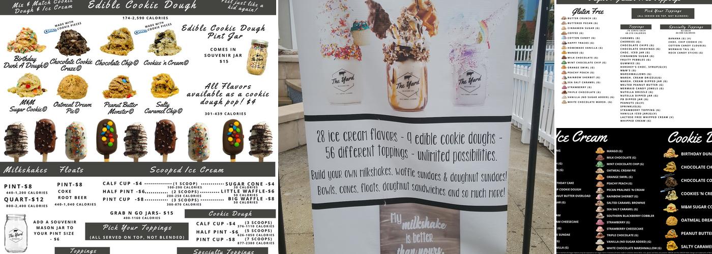 the yard milkshake bar Menu